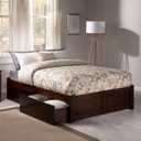 AFI Concord Full Size Platform Bed with Footboard & Storage Drawers in Walnut