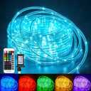 Minetom Color Changing Rope Lights Outdoor, 33FT 100 LED String Lights with Plug & Remote, Waterproof Christmas Light Outdoor Decoration, Twinkle LED Rope Light for Outside Indoor Bedroom,16 Colors