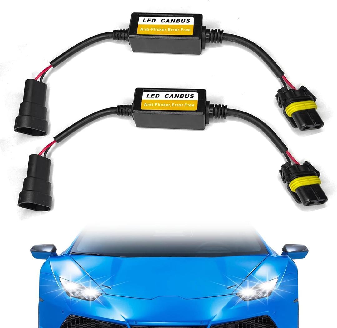 2PCS 9005/HB3 LED Headlight Canbus Decoder, Anti-Flicker LED Headlight Conversion Kit, Blinker Resistor Harness Adapter, Warning Error Code Canceler for Most Cars Headlights