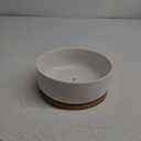 LANKER 6.3 Inch Round White Ceramic Succulent Planter Pot Decorative Cactus Plant Pot Flower Container with Bamboo Tray (Round 6.3Inch)