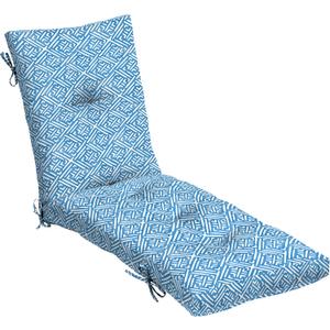 Arden Outdoor Plush Modern Tufted Chaise Cushion, 76 x 22, Tufted Cushion for Chaise Lounger, Amalfi Blue Tile