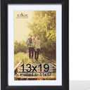 KTKDE 13x19 Picture Frame Real Glass,Poster frame Display Pictures 11x17 with Mat or 13x19 Without Mat, Modern Style Wood Composite Frame,Gallery Wall Frame Wooden Blackbest gift