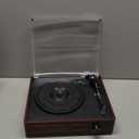 Vinyl Record Player Turntable with Built-in Bluetooth Receiver & 2 Stereo Speakers, 3 Speed 3 Size Portable Retro Record Player for Entertainment and Home Decoration (Brown)