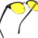 AMBEYE TR90 Frame Night Driving Glasses with Yellow Lens for Drivers, Cycling & Outdoor Activities, Men & Women(Black Silvery)