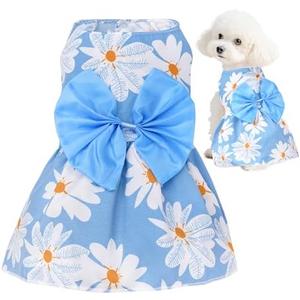 Choyaxo Floral Dog Dress Cute Dog Skirt Pet Dress Summer Pet Clothes for Puppy Small Cats, L