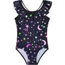 Bathing Suits for Girls Size 140 Black Stars Swimwear Shoulder Ruffle Swimsuits