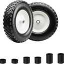16" Flat Free PU 4.80/4.00-8" Solid Tire with 3/4" Ball Bearing and 3"-8" Center Hub, Universal Hand Truck Flat Free Trailer Wheelbarrow Tire for Hand Truck/Tool Cart/Garden Cart, 2 Pcs White (2 Pcs 4.80/4.00-8 & 3/4" bearing)
