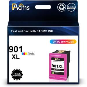 901XL Ink Cartridge Color Remanufactured for HP 901 901 XL Use with OfficeJet J4680 J4580 4500 J4500 Series J4680c J4624 J4640 Printers (1 Tri-Color)