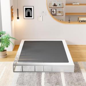 EMODA 8 Inch Full Size Box Spring Bed Base, 3000 LBS Heavy Duty Metal Mattress Foundation with Fabric Cover, Easy Assembly, Black