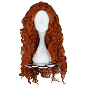 Angelaicos Women's Fluffy Wavy Party Halloween Costume Merida Wig Long Brown
