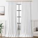 White Blackout Curtains 96 Inches Long for Bedroom Pinch Pleated Boho Modern Sun Light/Heat Block Curtains Cotton Textured White Black Out Curtain Drapes for Living Room Sliding Door 40"Wx96"L
