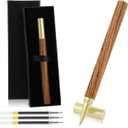 cobee Vintage Wooden Ballpoint Pens, Handcrafted Wood Rollerball Pen with 2 0.5mm Black Ink Refills and Gift Box Luxury Fine Point Sign Pen for Journaling Business Office Gift(B)