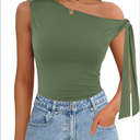 ZESICA Women's Off Shoulder Tops 2025 Summer Sleeveless Knit Slim Fit Cute T Shirts Going Out Tank Top