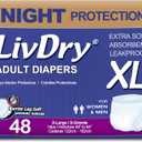 LivDry Adult XL Incontinence Underwear, Overnight Comfort Absorbency, Leak Protection, X-Large, 48-Pack