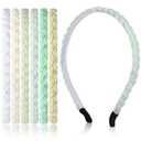 4 x MTLEE 6 Pcs Beaded Headbands for Women Sparkly Crystal Non Slip Thin Beaded Hairbands for Women's Hair Colorful Fashion Handmade Gift Hair Hoop Accessories(Green)