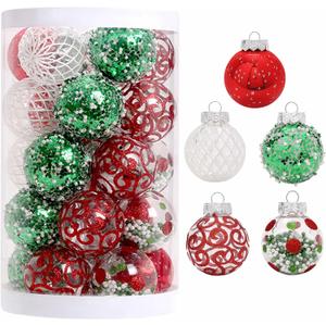 2.36"/60mm Christmas Ornaments Set, 25 PCS Shatterproof Christmas Tree Decor Set, Hanging Plastic Xmas Balls for Home, Holiday, Wedding, Xmas Hanging Decortions (Red Green White) 2.36"/60mm Christmas Ornaments Set, 25 PCS Shatterproof Christmas Tree Decor Set, Hanging Plastic Xmas Balls for Home, Holiday, Wedding, Xmas Hanging Decortions (Red Green White)