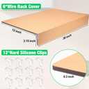 Wire Rack Covers for Shelves, 6 Pack 36 x 12in Wires Shelf Ccover for Pantry Waterproof PVC Wood-Look Shelves Cover for Cabinet Kitchen Bathroom Shelving Decoration