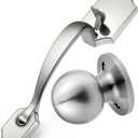 Front Door Handleset Entry Door Handle Set with Cove Knob for Right and Left Handed Sided Doors, Interior and Exterior Entrance Passage Lock, Satin Nickel (Medium, Silver)