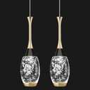 Modern Black Gold Pendant Light Dimmable LED Ceiling Light Fixtures Mini Teardrop Crystal Pendant Lighting for Kitchen Island Bedroom Hallway Entryway (2-PackChampagne Gold)