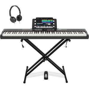 STRICH 88 Key Digital Piano Full Size Electric Keyboard with Stand, Semi-Weighted Sensitive Keys, Portable Electric Piano Set for Beginner, Bundle with Sustain Pedal, Headphones, Music Rest, SEP-150S