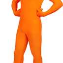 Uisozsfeb Unisex Full Body Spandex Zentai Suit Halloween Costumes Open Face Cosplay Bodysuit for Men and Women (Orange, XXL)