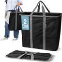 CleverMade Collapsible Laundry Caddy Foldable Laundry Hamper & Tote, XXL 64L Pop-Up Laundry Basket with Handles, Space-Saving Laundry Organizer for Home, Dorm, Closet & Travel, 2 Pack - Black Gray
