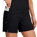 G Gradual Women's 5" High Waisted Swim Board Shorts with Phone Pockets UPF 50+ Quick Dry Beach Shorts for Women with Liner (Black)