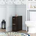 Spirich Slim Bathroom Storage Cabinet, Free Standing Toilet Paper Holder, Bathroom Cabinet Slide Out Drawer, Espresso, Large