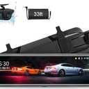 Upgraded 10'' Rear View Mirror Camera Mirror Dash Cam Front and Rear 1080P Backup Camera Full Touch Screen w Loop Recording, G-Sensor Night Vision 170 Wide Angle