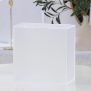 UNIQOOO Frosted Acrylic Wedding Card Box with Slot, Thick DIY Large 10x10x5.5 inch w/No Print, Wedding Receptions Wishing Well Money Box, Birthday, Memory Box, Suggestion Boxes, Acrylic Ballot Box