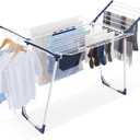 APEXCHASER Clothes Drying Rack Foldable - Drying Rack Clothing Large Space, Winged Laundry Rack with Sock Clips for Hanging Towels Clothes Dress Bedding Indoor Outdoor, White
