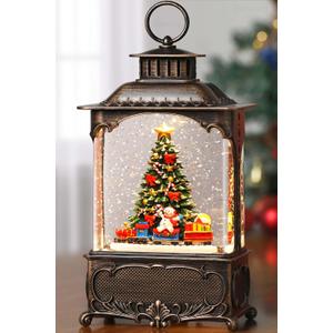 Christmas Tree Snow Globe Lantern Christmas Decorations Gifts Auto Snowfall Glitter Music Collection Snowman Train Candy Cane with 6H Timer USB/Battery Powered 10.2 inch