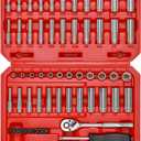 Mayouko 62 Pieces 1/4 Inch Drive Socket Set, SAE/Metric, 1/4" Dr. Socket Set with Ratchet and Adapters, 5/32-Inch - 9/16-Inch, 4mm - 14 mm