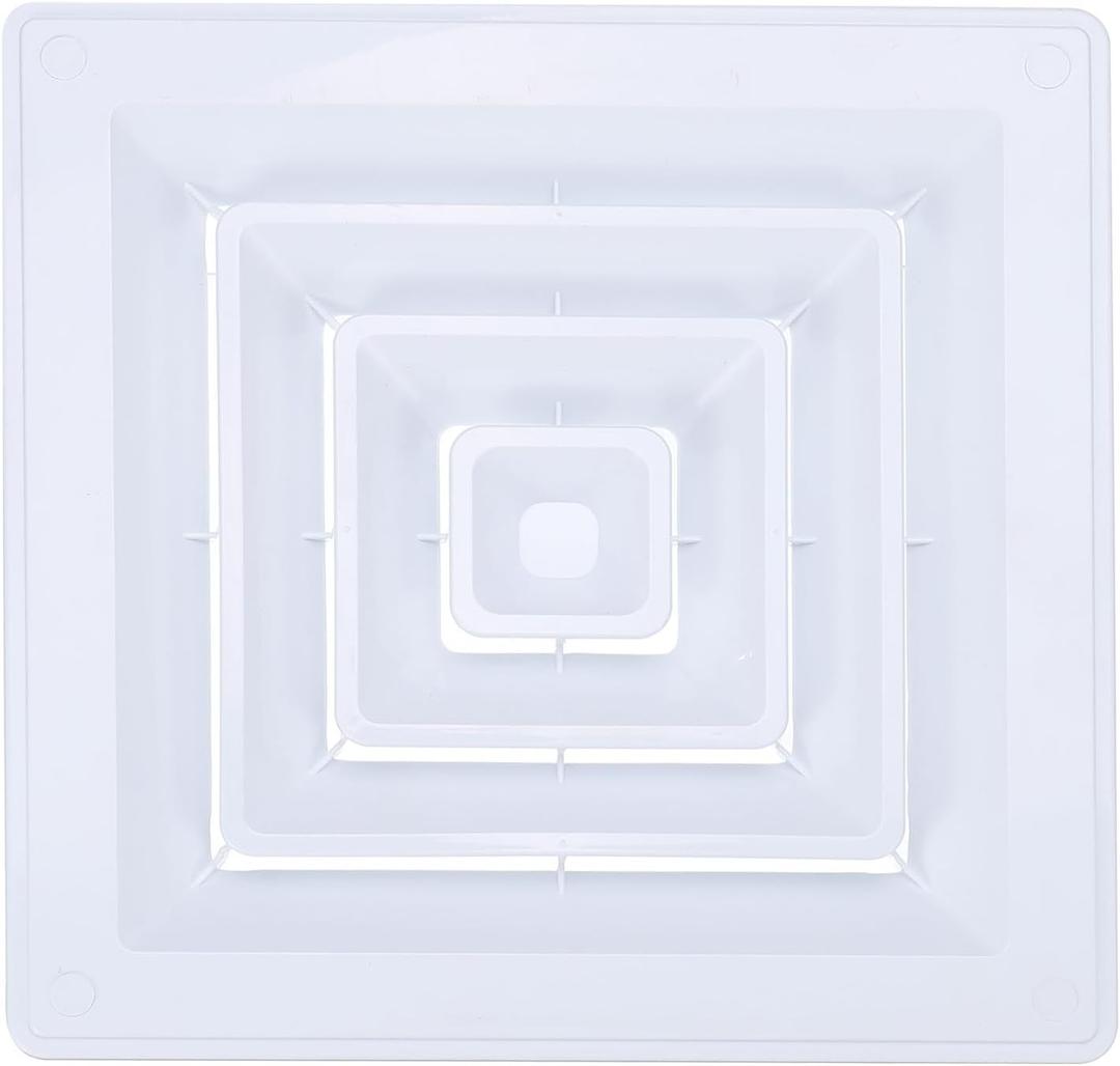PATIKIL Square Vent Cover 10 x 10 Inch, 1 Pack Plastic Return Air Grille Side Wall or Ceiling Air Diffuser for 8 x 8 Inch Home Office Bathroom Kitchen Toilet Vent Duct Opening, White