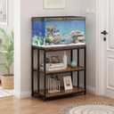 20 Gallon Metal Aquarium Stand with Shelves for Fish Tank Accessories Storage, Reptile Tank Turtle Terrariums Stand for Home Office (Black)