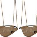 JKsmart 2 Pack Kids Swing Seat, Heavy Duty Rope Play Secure Children Swings Set, Toddler Swing Chair for Outdoor/Indoor/Playground/Home/Tree, with Snap Hooks and Straps,440 lbs Capacity, Brown