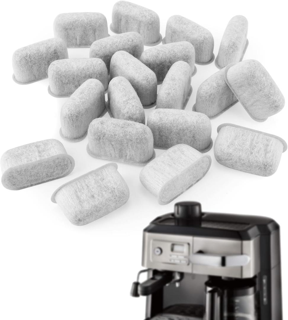 20 Pcs Espresso Machine Filter for Delonghi, Super Strong Adsorption Activated Charcoal Coffee Water Filter Replacement Compatible with Delonghi 7313285779
