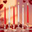 12 Pcs Valentine Taper Candles 10 Inch Tall Unscented Heart Candles Stick Valentine Gifts Holiday Decor for Dinner, Party, Wedding, Anniversary(Red,White,Heart)