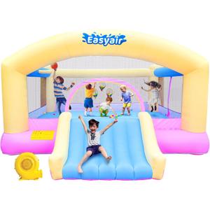 Easyair Large Bounce House for Big Kids, 14.8 x 14.5 FT Inflatable Bouncer Jumper Slide with 650W Blower, Basketball Hoop, Throw Ball Game, Ball Pits