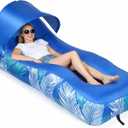 Inflatable Lounger with Sun-Shade Tent,Inflatable Couch with Pillow, Waterproof Beach Bed Camping Chair Air Sofa for Hiking Backyard Lakeside Travel Beach Park Picnics & Music Festivals（Blue）