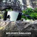 Youth Baseball Sunglasses for Boys Girls Softball Cycling Sports Sunglasses Kids Lightweight UV Protection (3pack-black+red+blue)