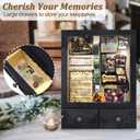 11x16 Shadow Box Frame with Light, Memorial Display Case with Shelves, Drawer and Slot for Keepsakes, Deep Memorial Shadow Box for Pet Memorial, Dog Keepsakes Graduation and Flowers, Black