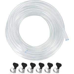 25 Feet - Hgkeke Kegerator Beer Line 3/16 Beer Line Vinyl Tubing Keg Beer Line Replacement Kit Kegerator Tubing with 6 Pcs Beer Line Clamps, Keg Hose for D Coupler, Draft Beer Tower Beer Dispensing