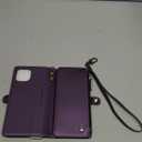 Defencase Compatible with iPhone 13 Case Wallet with RFID Blocking Card Holder for Women and Men, Fashion PU Leather Magnetic Snap Flip Zipper Strap Wallet Phone Case Fit for iPhone 13 6.1", Purple