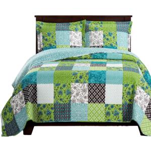Royal Tradition Rebekah Reversible Coverlets, Queen Over-Sized 3pc Quilt Set (92-Inch Wide x 96-Inch Long) Lightweight Bedspread