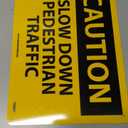 NMC C607RB OSHA Sign, Legend "CAUTION - SLOW DOWN PEDESTRIAN TRAFFIC", 14" Length x 10" Height, Rigid Plastic, Black on Yellow