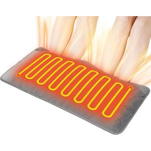 LAMA Electric Heated Foot Warmer, Double Persons Heating Foot Warmers for Men and Women, Rapid Foot Heating Pad with 6 Level Temp & 4 Timers for Bed/Christmas/Home/Office, Detachable,Washable,Grey