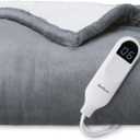 Bedsure Heated Blanket Electric Throw - Soft Flannel Electric Blanket, GentleSoft Heated Throw with 4 Time Settings & 6 Heat Settings, Warm Gift for Grandma (50x60 inches, Grey) (Throw, 01 - Grey)