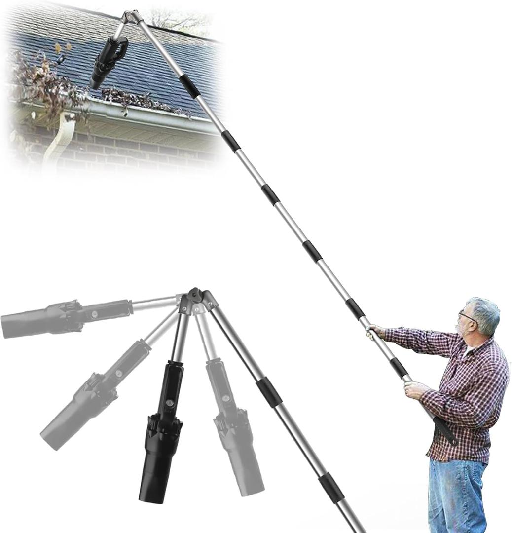 Roof Gutter Cleaning Tools from The Ground, 111" Leaf Blower Cordless, 180° Rotatable Gutter Blower Extension Attachment Kit for Gutters Cleaning, Lightweight Small Handheld Leaf Blower with Charger