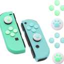 Paw Print Thumb Grip Caps for Nintendo Switch, Button Cap Set for Nintendo Switch Joy-con - Animal Crossing New Horizons Theme (Bluegreenwhite)